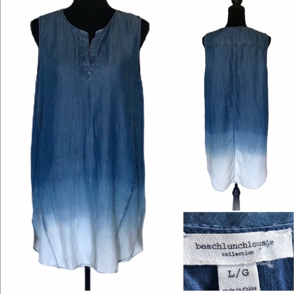 BeachLunchLounge pullover sleeveless 100% lyocell tie dye tunic top size large - Picture 1 of 10